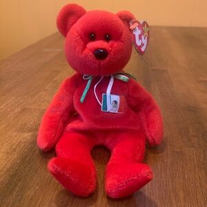 Ty Beanie Baby Osito Bear Red with Green and White Mexican Flag Plush 1999